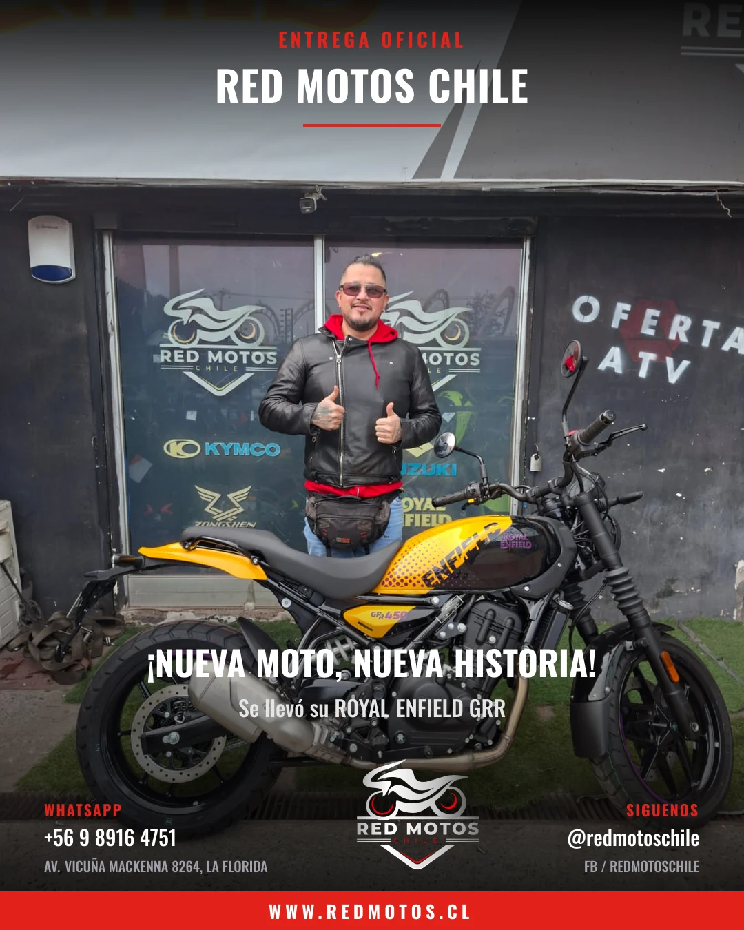 Cliente real de Red Motos con su moto nueva — entrega 2